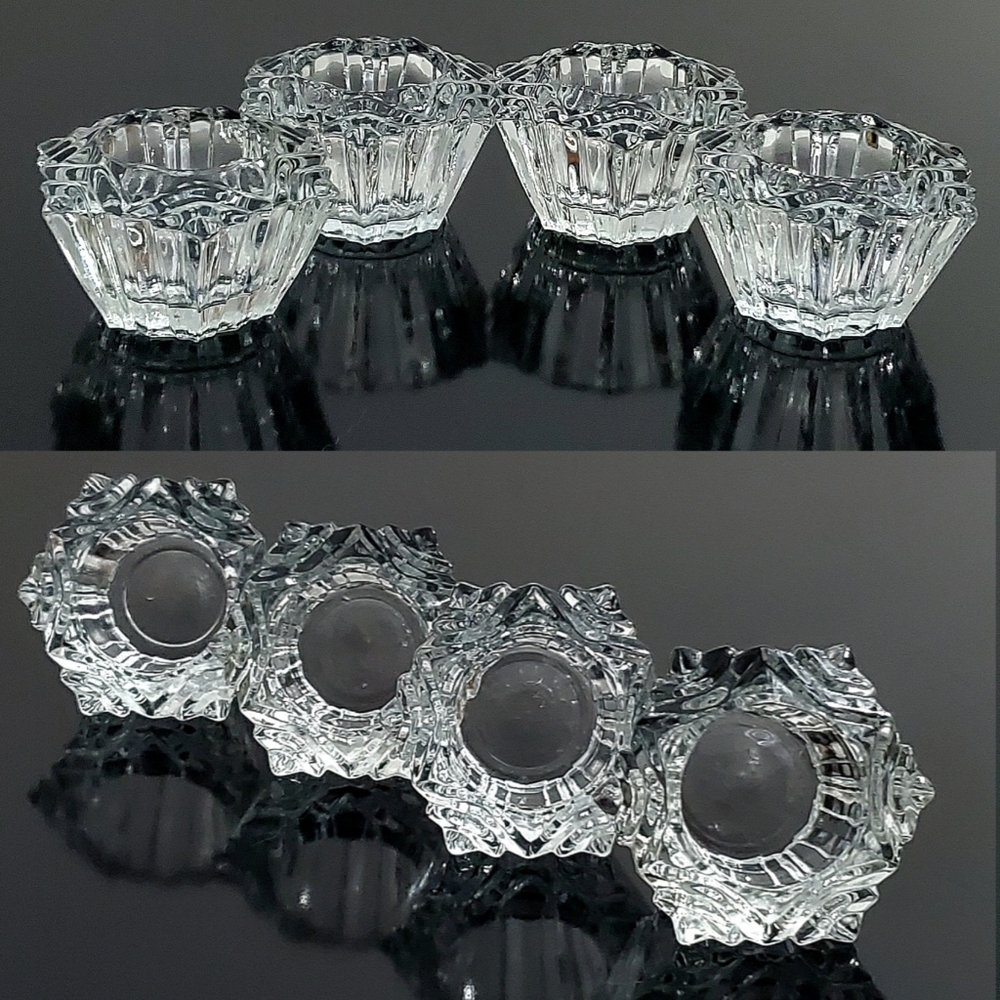 5pc "Prism" Crystal (4) Votive Holders & (1) 6" Crystal Bowl/Pillar🕯 Holder - Picture 2 of 16